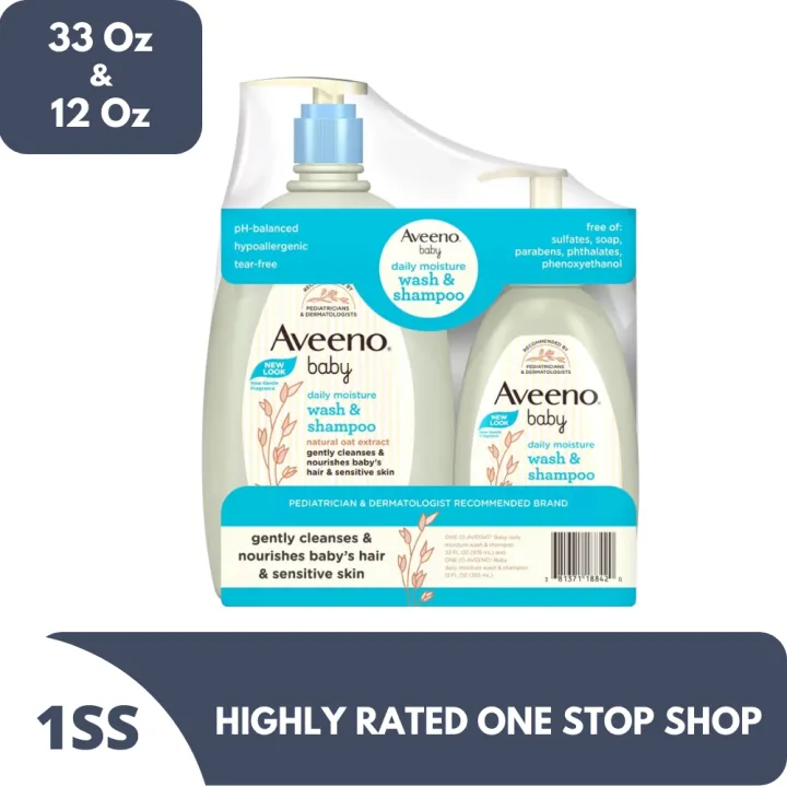 Aveeno Baby Wash & Shampoo with Natural Oat Extract, 33 Oz & 12 Oz
