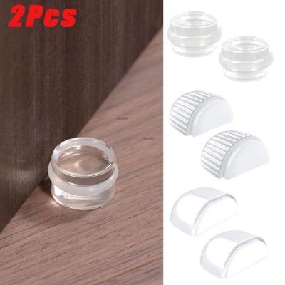 【LZ】☬  2Pcs Door Stopper Transparent Acrylic Floor Door Stops Self Adhesive Hidden Wall Buffer for Protection of Wall and Furniture