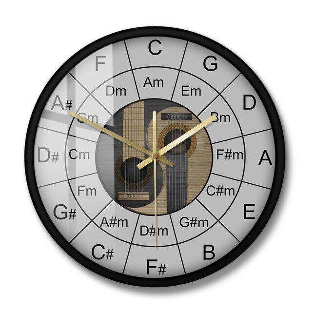Guitar Chords Yin And Yang Music Wall Clock Acoustic Bass Guitar Circle