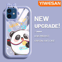 YIWESAN เคสสำหรับ iPhone 12 iPhone 12 Pro Max,เคสการ์ตูนแพนด้ากีฬาน่ารักสร้างสรรค์ป้องกันเลนส์กล้องมอนสเตอร์น้อยน่ารักเคสโทรศัพท์โปร่งใสซิลิโคนนิ่มเคสกันกระแทกแบบใส