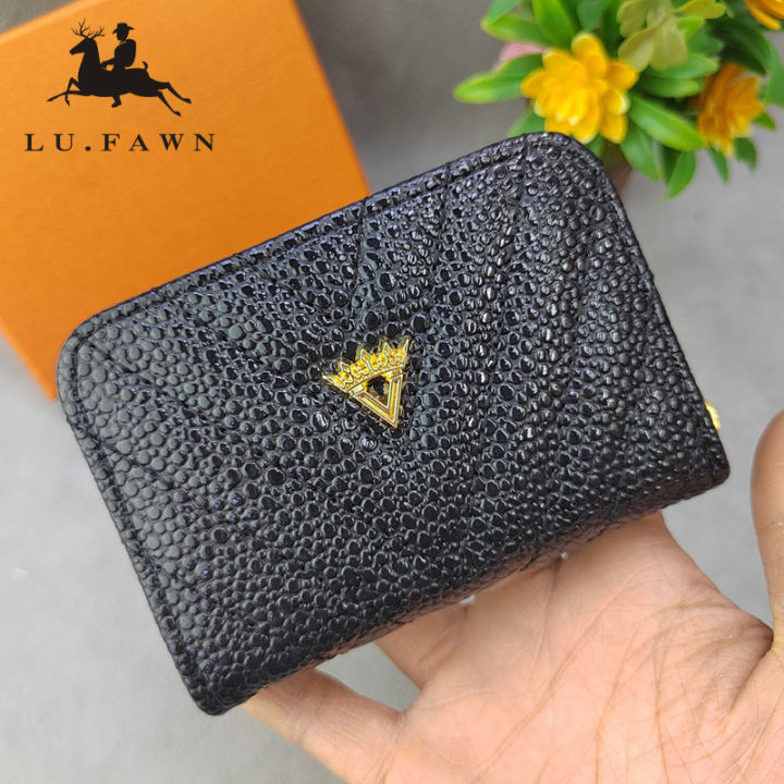 lufawnซิปขนาดมินิดีไซน์คาเวียร์สำหรับผู้หญิงกระเป๋าหนังอันเล็ก-dompet-koin-id-กระเป๋าใส่บัตรของขวัญบางบางกะทัดรัด-0555