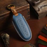 Leather Car Key Case Cover Pouch for Lincoln Aviator Navigator Ford Edge Escape Explorer Focus Keychain Holder Fob Accessories