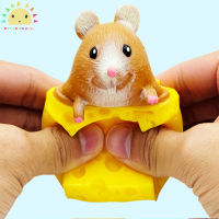 SS【ready stock】Colored Pinching Stress Relief Toy Cute Cheese Mouse Cup Novelty Pen Holder Multipurpose Soft Portable Vent Block Festival Birthday Gift