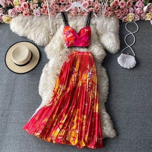 bohemian-vacation-beach-2pcs-set-women-floral-printed-short-strapless-tops-and-high-waist-pleated-long-skirt-suit-spring-summer-full-skirt