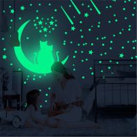 ZZOOI 100Pcs Glow In The Dark Stars Dot Wall Stickers  Baby Bedroom Luminous Stars Wall Decals For Kid Room Ceiling Fluorescent Decor