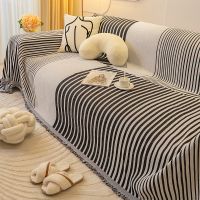 【jw】﹊  Sofá com linhas pretas e brancas moderno sofá toalha cobertor para decoração da sala de estar universal Slipcover 1 assento 2 assentos 3 4 assentos