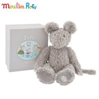 Moulin Roty ตุ๊กตาหนูสีเทา ตุ๊กตาออร์แกนิค ขนนุ่มมาก ขนาดกลาง สูง 32cm. + กล่องของขวัญ Zaza MR-710038