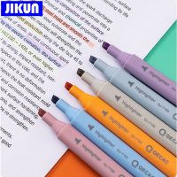 JIKUN ชุดปากกาไฮไลท์สีพาสเทลปากกาเน้นข้อความ6ชิ้น,ปากกามาร์กเกอร์โรงเรียนสีหวานๆ