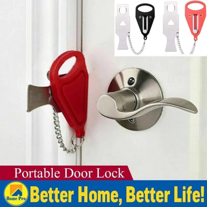 Durable Pp Material Stainless Steel Portable Safety Hotel Door Lock Travel Hotel Anti Theft Hardware