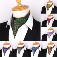 Jacquard Floral Paisley Men Cashew Tie Wedding Formal Cravat Ascot Scrunch Self British Gentleman Polyester Soft Neck Tie Luxury Nails Screws Fastener