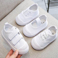 Children Canvas Shoes Solid White Student Slip On Mary Jane School Sneakers Kid Footwear Nina Zapatos SandQ Sole Protective Toe