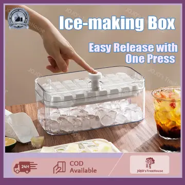 Ice Cube Tray For Freezer With Lid And Bin, Ice Cube Molds With Ice  Container, Scoop And Cover, Bpa Free Ice Trays Stackable Easy Release, 36  Squar