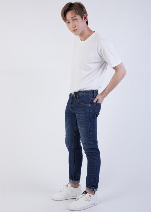 golden-zebra-jeans-กางเกงยีนส์ขากระบอกเล็กผ้าริมแดงฟอกจัสติน-size-เอว-28-36