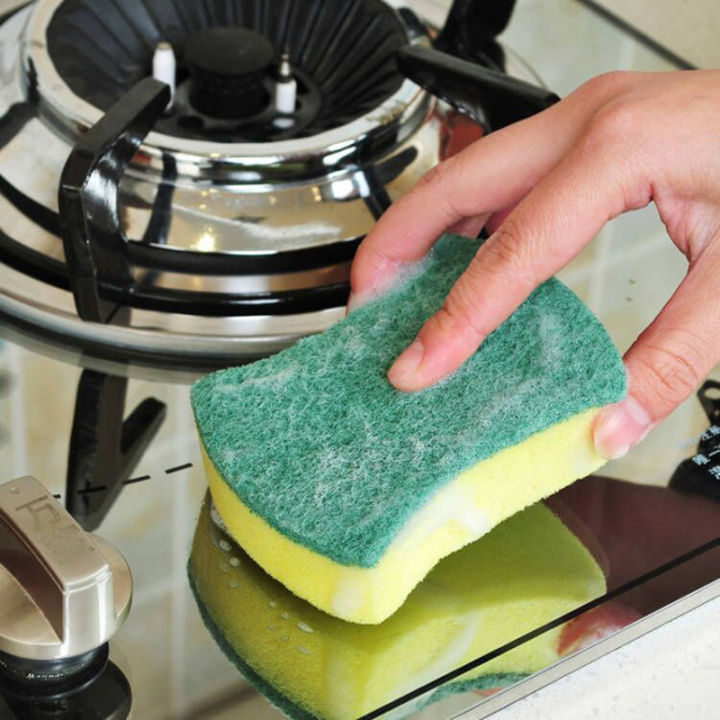 แปรงทำความสะอาดจานล้างจานฟองน้ำทำความสะอาดล้างจานฟองน้ำสองหน้าสำหรับห้องครัว