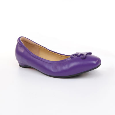 ELLE SHOES รองเท้าหนังแกะ ทรงบัลเล่ต์ LAMB SKIN COMFY COLLECTION รุ่น Ballerina สีม่วง  ELB001