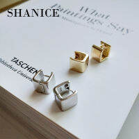 SHANICE 925 Sterling Silver Geometric Korean Statement Wide Square Stud Earrings for Women Female Fashion Cool Punk Jewelry