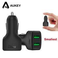 Aukey 4.8A Dual Usb Pengecas Kereta Universal Cepat Pintar Mini Pengecas Telefon Mudah Alih Kereta-Pengecas สำหรับ Xiaomi Iphone Samsung Ipad Lg และอื่นๆ-อื่นๆ