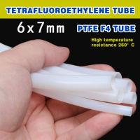 (10Meters) ท่อเทฟลอน 6x7มม. สีขาวนม, F4 ท่อ PTFE ท่อป้องกันการกัดกร่อนและทนต่ออุณหภูมิสูง 260℃