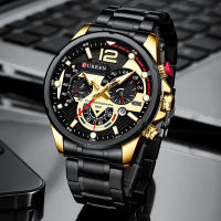 ธุรกิจ CURREN Casual Chronograph โลหะกันน้ำไม่ขึ้นสนิมนาฬิกา Mens แฟชั่นหรูหราใหม่ควอตซ์นาฬิกาผู้ชาย