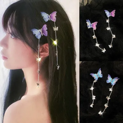 Trendy Hair Accessory For Women Super Immortal Temperament Hair Clip Long Tassel Hair Accessory Butterfly Hair Clip With Tassels Forest Style Headwear For Girls