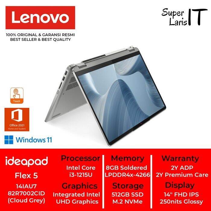 Lenovo Ideapad Flex 5 14iau7 27id Core I3 1215u 8gb 512gb 14 Touch W11 Ohs Lazada Indonesia