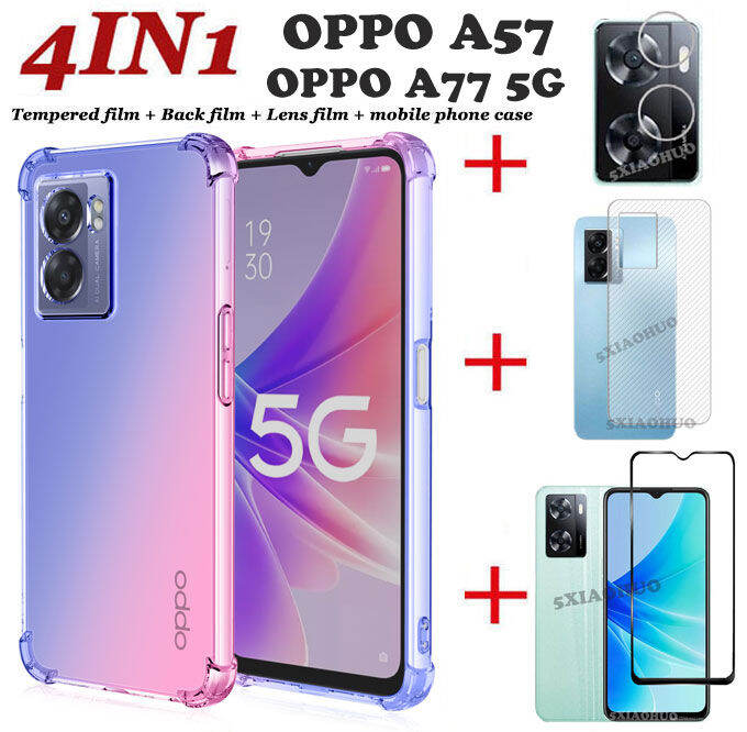 4in1-กรณีโทรศัพท์สำหรับ-oppo-a57กรณี-oppo-a77-5g-oppo-a76-a96สี่มุมวางหลักฐานกรณีโทรศัพท์-ฟิล์มกระจกนิรภัย-คาร์บอนไฟเบอร์กลับฟิล์ม-เลนส์ฟิล์ม