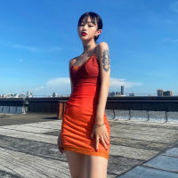 Autumn Base Vest Tank Mini Red Dress Korean Women Boho Beach Y2K Dresses Top Sexy Skinny Hip Tight Thin Gradient Mesh Gothic ZO5