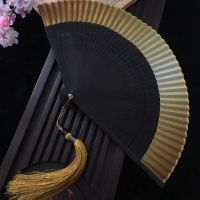 Edo Japanese Style Japanese Style Folding Fan Kimono Fan Real Silk Female Fan Small Flower Carved Gradient Blank Fan Golden