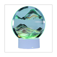 Natural Landscape Flowing Sand Picture Transparent Glass Hourglass Round Colorful Painting Blue