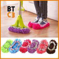 BTC3รองเท้าไม้ถูฝุ่น Chenille 12ชิ้นรองเท้าแตะกระเป๋านิ้วเท้าที่ตักขยะแบบปรับได้รองเท้าแตะถูพื้นถุงคลุมรองเท้าความสามารถในการปนเปื้อน21Cm X 11Cm พื้นไม้ที่ขัดเงาทำความสะอดพื้น