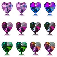 hotx【DT】 10/14/18mm Colorful Charms Pendant heart Gemstones Glass Beads Jewelry Making Necklace Earrings