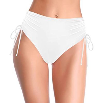 【CC】Women Vintage  Low Waist  Bikini Bottom Swim Pant Briefs Beachwear Brazilian Bikini Bottom Side Tie Swim Pants