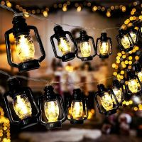 10/20 Leds Retro Kerosene Chrismtas String Fairy Light Star Moon LED Battery Lantern Fairy Garland Light For Ramadan Eid Mubarak