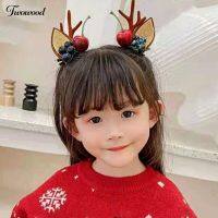 （A VOGUE）₪✷ twowood 1 Pair Xmas Headdresses Christmas Hairpins Antler Hair Clips Decoration Vibrant Color