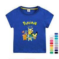 Pokemons Pikachu เด็กแขนสั้นเสื้อยืดสาว O-คอ Tee เด็กแขนสั้นเสื้อยืดฤดูร้อน2022ผ้าฝ้ายใหม่ระบายอากาศ