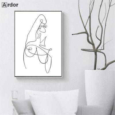 Abstract Female Line Drawing Wall Art Canvas Poster Sexy Woman Body Painting Minimalist Print Wall Pictures Living Room Decor