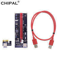 10PCS CHIPAL VER 009S PCI-E Riser Card 009 PCIE 1X to 16X Extender Adapter Dual LED 1M 0.6M USB 3.0 Cable SATA 6Pin 4Pin Power