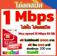 ✅โปรเทพ 1 mbps ไม่อั้นไม่ลดสปีด Max speed 15 Mbps มีโทรฟรีทุกเครือข่ายโบนัส2000+200นาที แถมฟรีเข็มจิ้มซิม✅