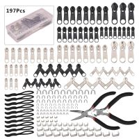 ☽✹ 197 Pcs Zipper Repair Kit Zipper Replacement Pull Rescue with Zipper Install Pliers Tool Extension Pulls for Luggage Clothing