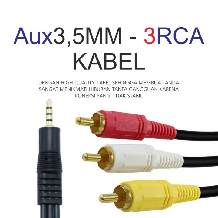 Bandiet Kinderpaleis Onderdrukking Kabel Audio RCA 1x2 Jack 3.5mm - AUX 1 ke 2 dan 2 ke 1 Bagus Hitam  Original- Gadget Medan | Lazada Indonesia