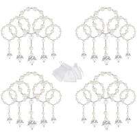 20 Pcs Baptism Acrylic Rosary Beads Mini Rosaries Angel with Organza Bags for the First Communion Baptism Party Favors