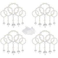 20 Pcs Baptism Acrylic Rosary Beads Mini Rosaries Angel with Organza Bags for the First Communion Baptism Party Favors