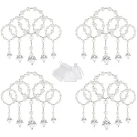 20 Pcs Baptism Acrylic Rosary Beads Mini Rosaries Angel with Organza Bags for the First Communion Baptism Party Favors