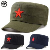 《Laoxiao YYDS》 Red Five-Pointed Star Embroredhat Bone Masculino Black Flat Hat Camouflage Tactical Hat Truck Driver Outdoor Solid