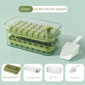 One-button Press Type Ice Mold Box Grid Ice Cube Maker Ice Tray Mold With  Storage Box Lid For Bar Kitchen Tools Ice Maker Box