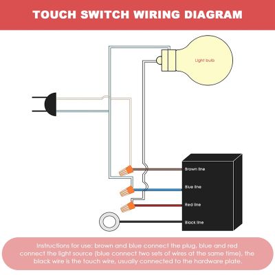 Touch Lamp Switch 2 Pack,Touch Lamp Control Module for Dimmable LED,Bulbs,Lamp Switch Replacement Kit with Wiring Caps