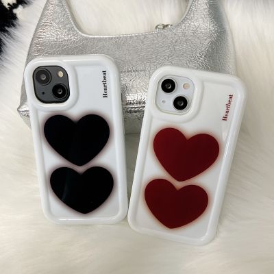 ญี่ปุ่นเกาหลีบุคลิกภาพ Aroma Dye Heart Phone Case สำหรับ iPhone14Promax Black Heart Phone Case สำหรับ iPhone13 Red Heart Phone Case สำหรับ iPhone12promax กรณีโทรศัพท์คู่สำหรับ iPhone11 กรณีโทรศัพท์ซิลิโคนสีขาวสำหรับ iPhone14