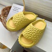 ☁ Funny Durian Slippers Thick Bottom EVA Couple Sandal for Men Women Platform Anti-Slip Sandals Soft Casual Bathroom Flip Flops