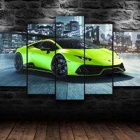 ไม่มีกรอบผ้าใบ5แผง Lamborghini Huracan รถซูเปอร์คาร์ศิลปะบนผนังการตกแต่งบ้านโปสเตอร์ตกแต่งภาพวาด Hiasan Kamar ที่อยู่อาศัย Heyuan อนาคต