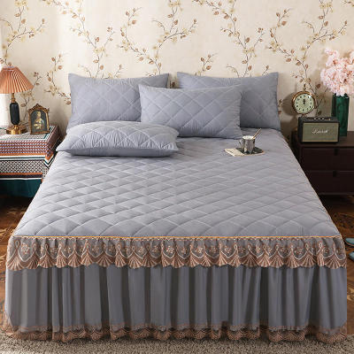 ผ้าระบายขอบเตียงขัดหนาทำจากผ้าฝ้ายลามิเนตลายลูกไม้ผ้าคลุมฟูก180X220cm ผ้าคลุมเตียงตกแต่งห้องนอน